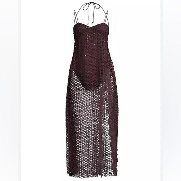 Free People Smoke & Mirrors Strappy Crochet Lace Embellished Bodysuit Dress - Picture 8 of 8